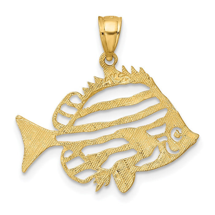 Million Charms 14K Yellow Gold Themed Polished Cut-Out Fish Charm