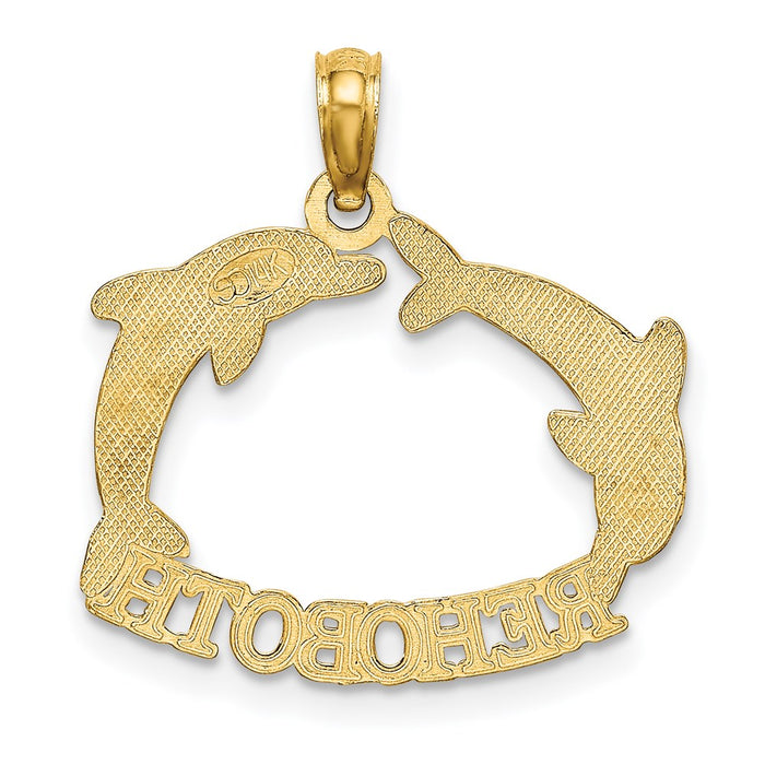 Million Charms 14K Yellow Gold Themed 2-D & Polished Rehoboth With Jumping Dolphins Charm