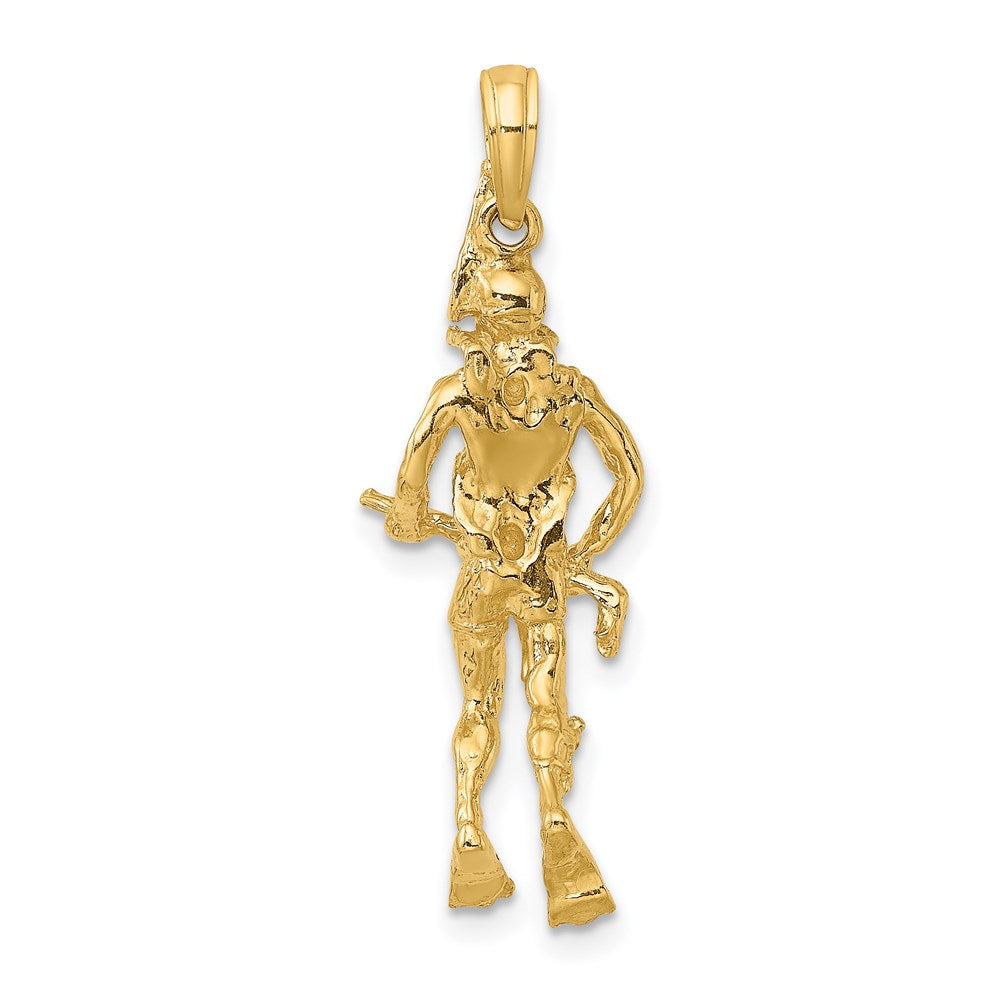 Million Charms 14K Yellow Gold Themed 3-D Scuba Diver Charm