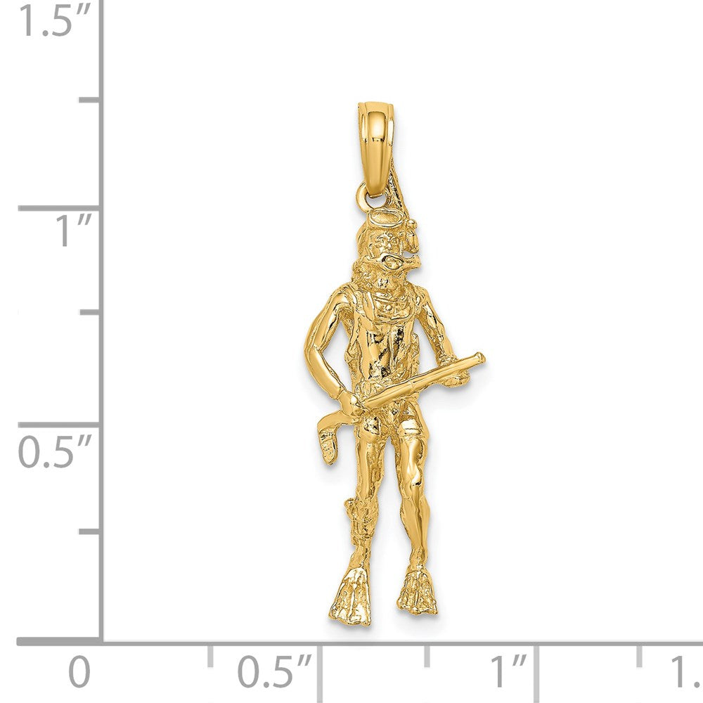 Million Charms 14K Yellow Gold Themed 3-D Scuba Diver Charm