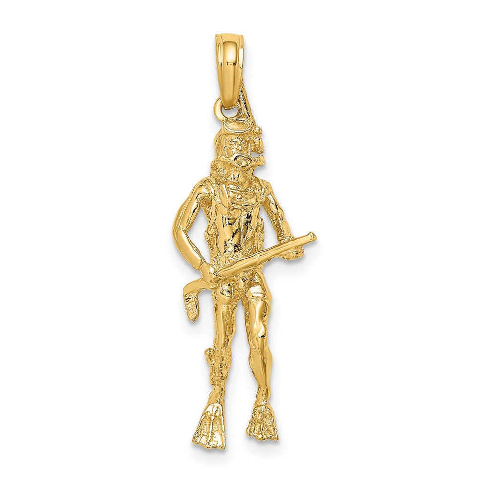 Million Charms 14K Yellow Gold Themed 3-D Scuba Diver Charm