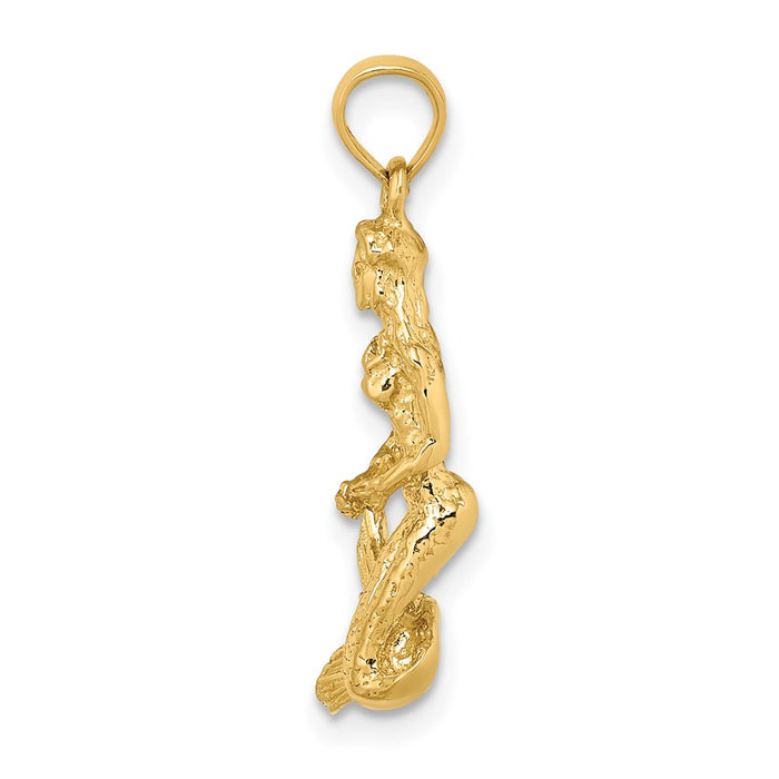 Million Charms 14K Yellow Gold Themed 3-D Mermaid Charm