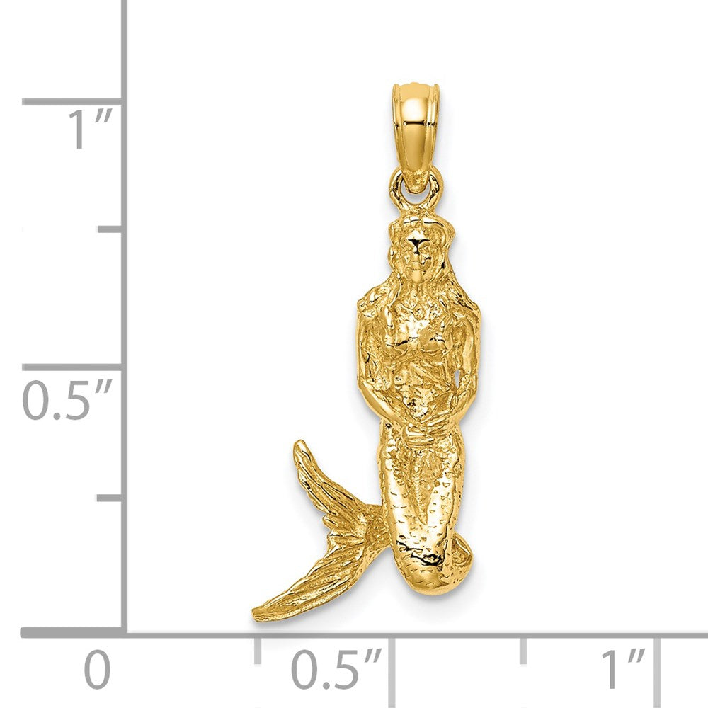 Million Charms 14K Yellow Gold Themed 3-D Mermaid Charm
