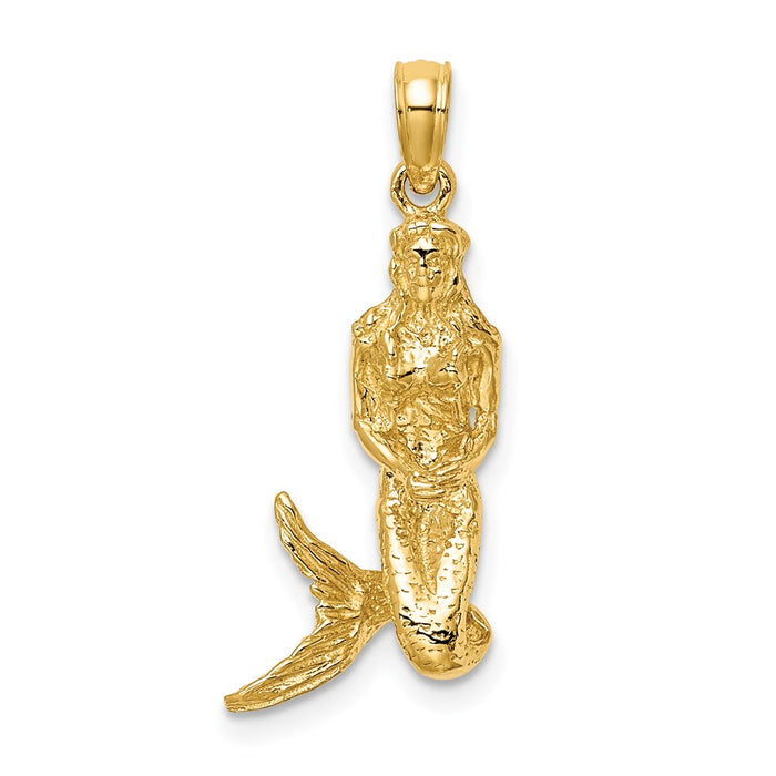 Million Charms 14K Yellow Gold Themed 3-D Mermaid Charm
