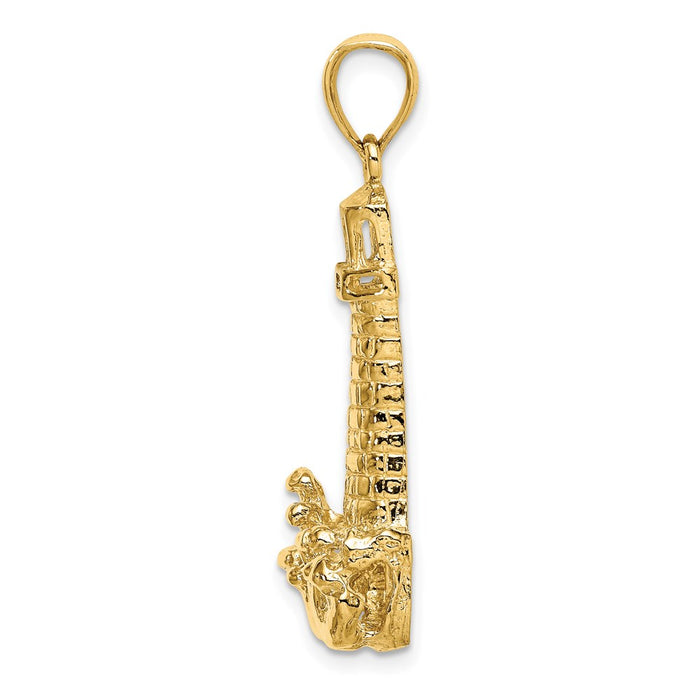 Million Charms 14K Yellow Gold Themed Lighthouse With Wave Charm