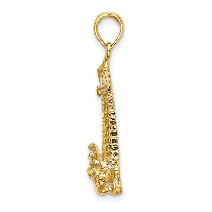 Million Charms 14K Yellow Gold Themed Lighthouse With Wave Charm