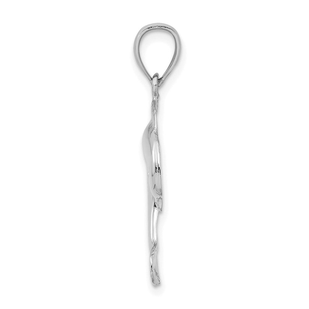 Million Charms 14K White Gold Themed Polished Dolphin Jumping Charm