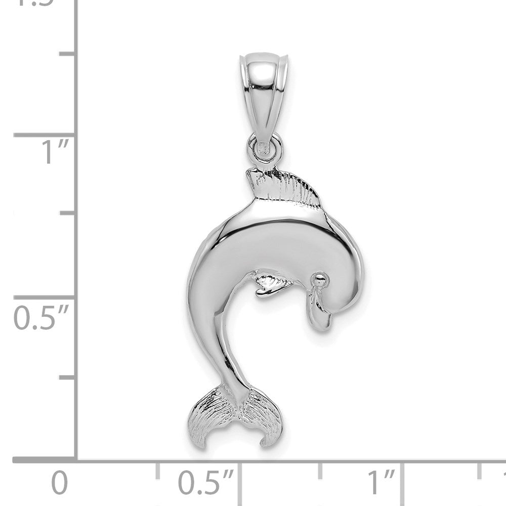 Million Charms 14K White Gold Themed Polished Dolphin Jumping Charm