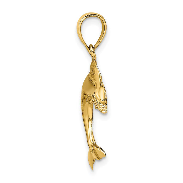 Million Charms 14K Yellow Gold Themed 2-D & Polished Dolphin Jumping Charm