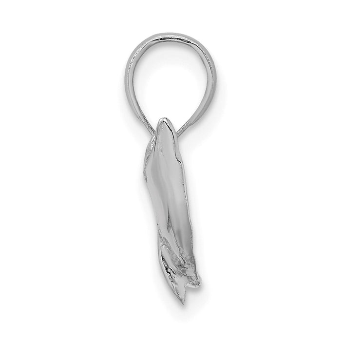 Million Charms 14K White Gold Themed Textured Dolphin Jumping Charm