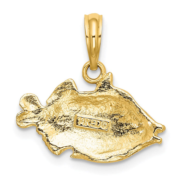 Million Charms 14K Yellow Gold Themed 2-D Polished & Engraved Fish Charm