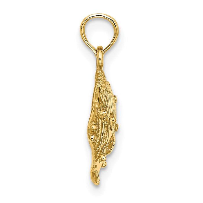 Million Charms 14K Yellow Gold Themed 2-D Polished & Engraved Fish Charm