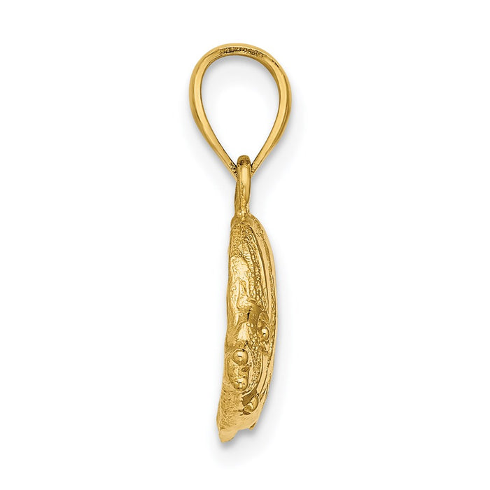 Million Charms 14K Yellow Gold Themed 2-D Polished & Engraved Fish Charm