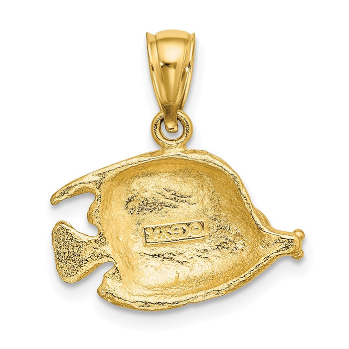 Million Charms 14K Yellow Gold Themed 2-D Polished & Engraved Fish Charm