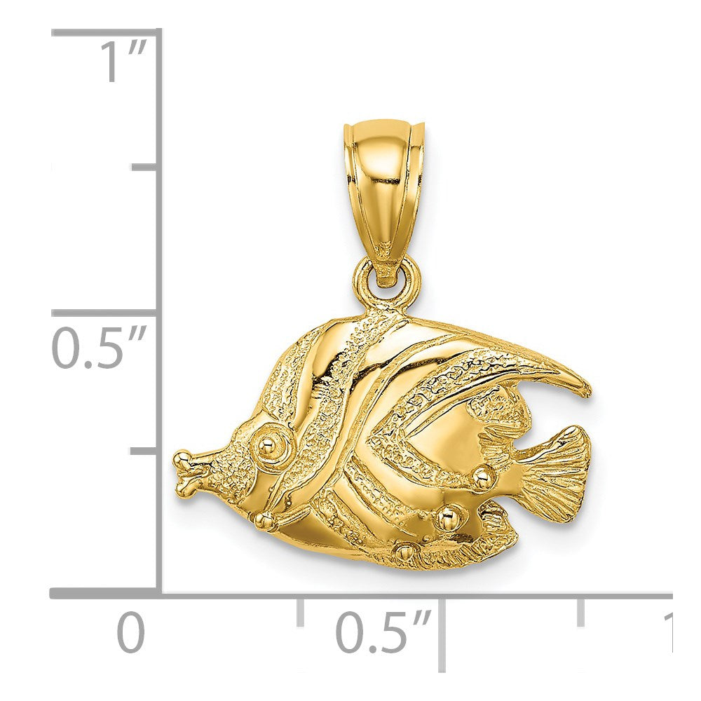 Million Charms 14K Yellow Gold Themed 2-D Polished & Engraved Fish Charm