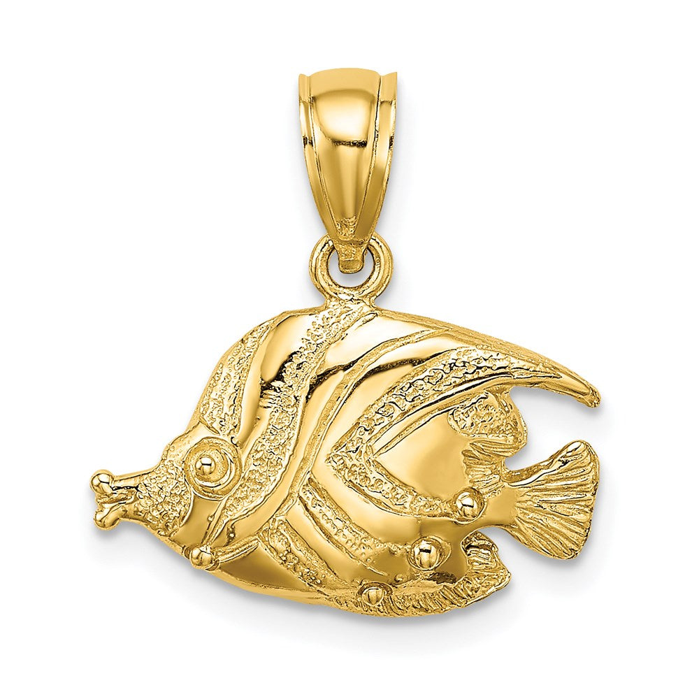 Million Charms 14K Yellow Gold Themed 2-D Polished & Engraved Fish Charm