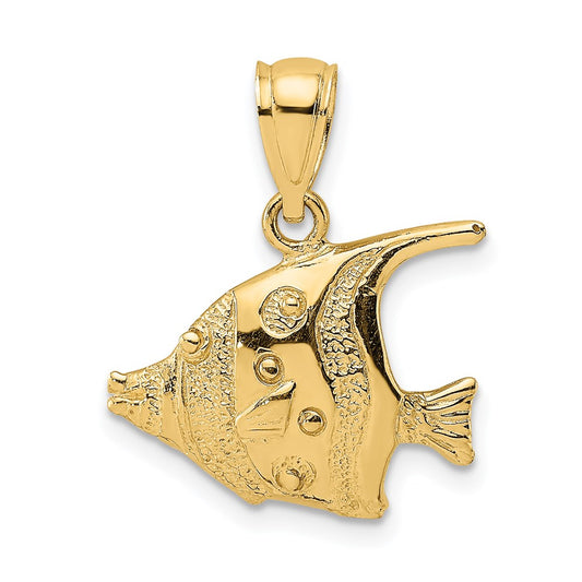 Million Charms 14K Yellow Gold Themed 2-D Polished Fish Charm