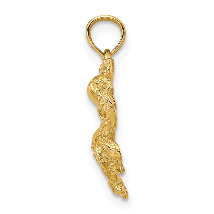 Million Charms 14K Yellow Gold Themed 2-D Textured Octopus Charm