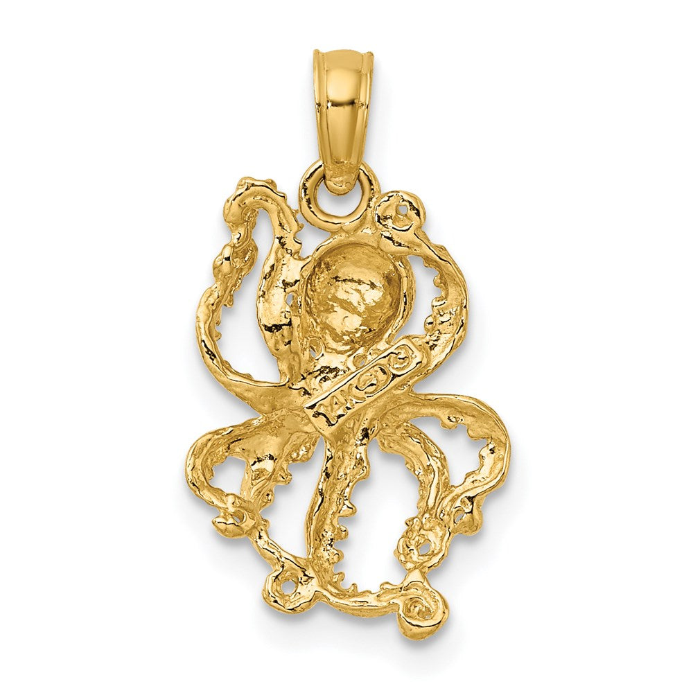 Million Charms 14K Yellow Gold Themed 2-D Textured Octopus Charm