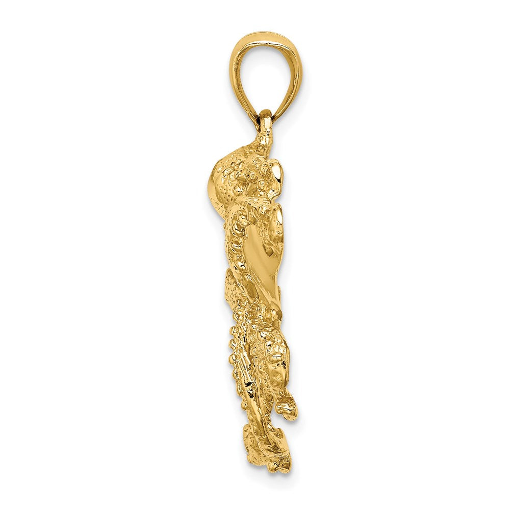 Million Charms 14K Yellow Gold Themed 2-D & Textured Octopus Charm