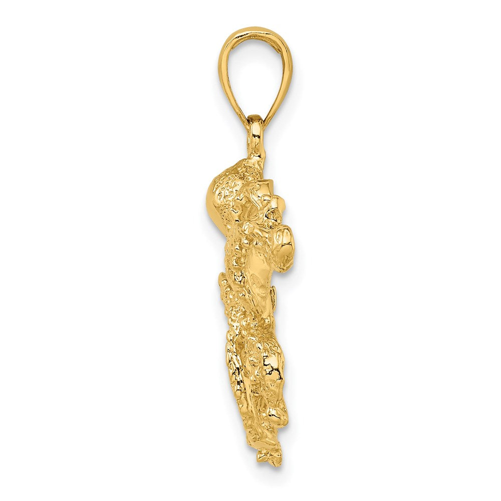 Million Charms 14K Yellow Gold Themed 2-D & Textured Octopus Charm