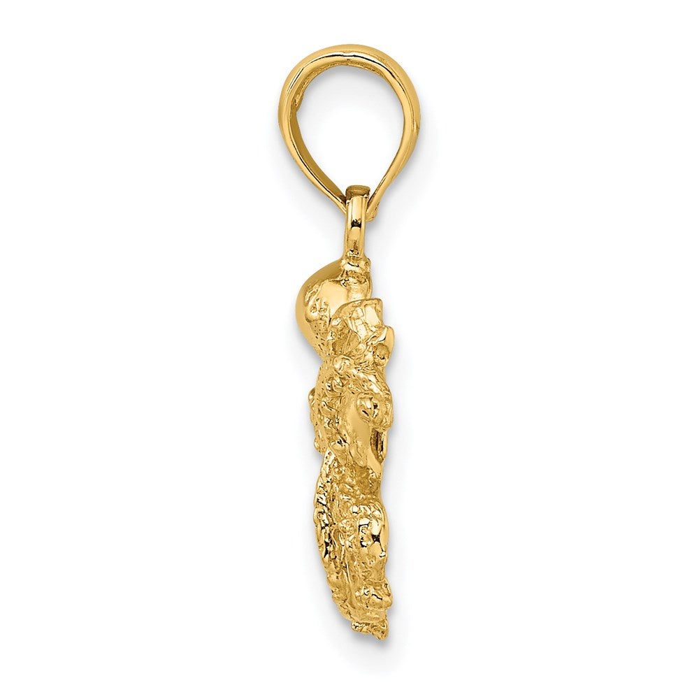Million Charms 14K Yellow Gold Themed 2-D & Textured Octopus Charm