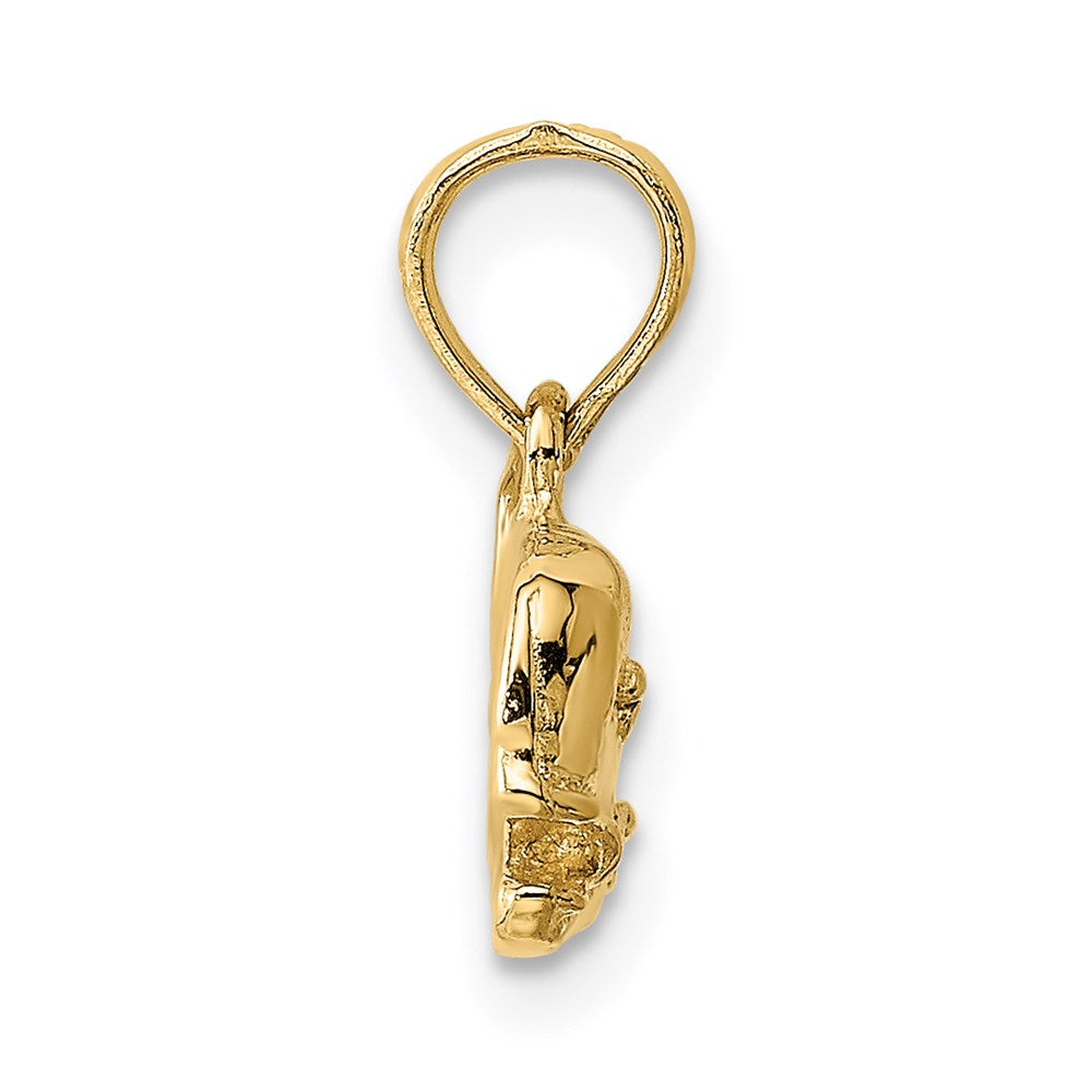 Million Charms 14K Yellow Gold Themed 2-D Textured Whale Charm