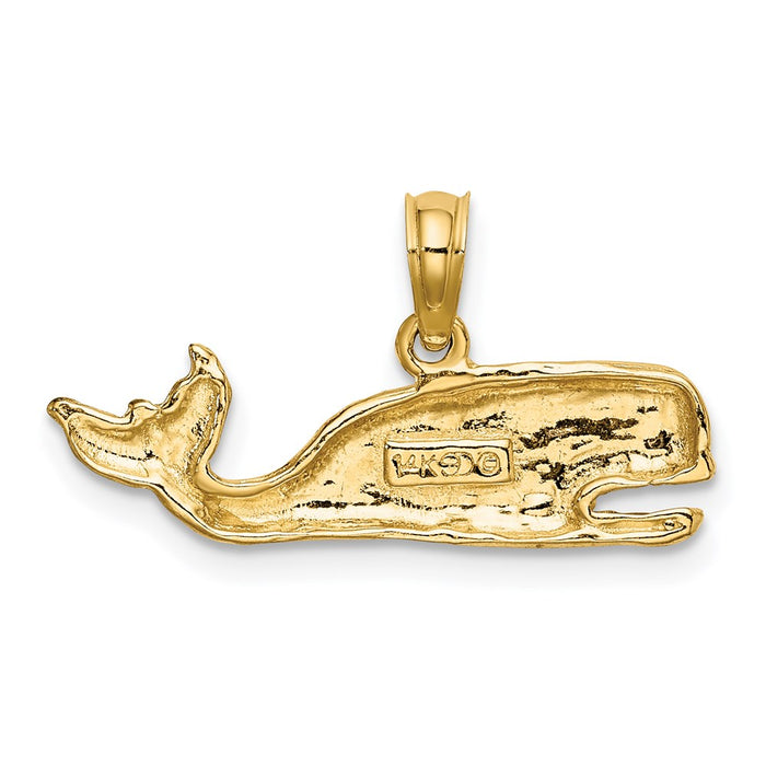 Million Charms 14K Yellow Gold Themed 2-D Textured Whale Charm