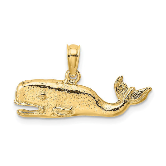 Million Charms 14K Yellow Gold Themed 2-D Textured Whale Charm