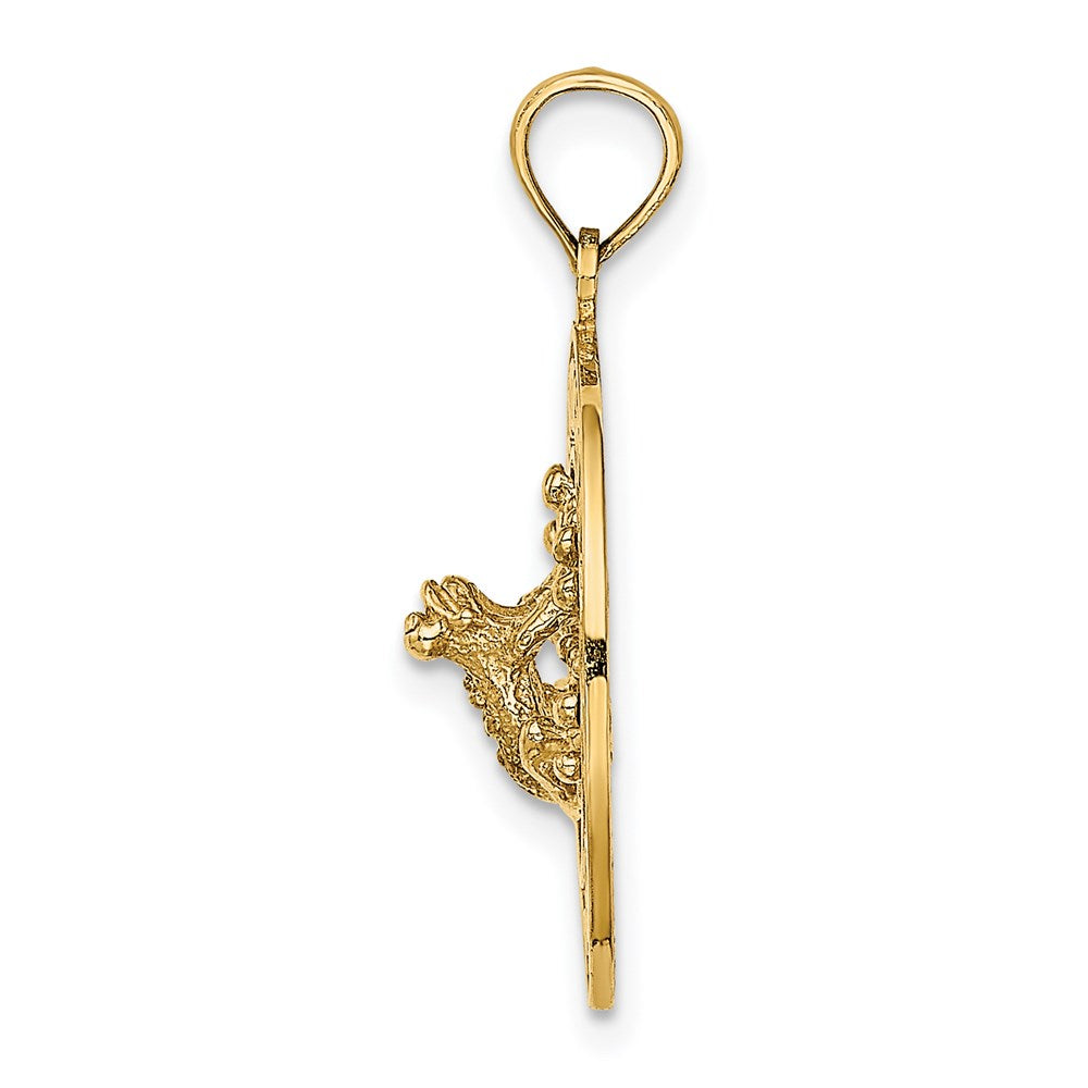 Million Charms 14K Yellow Gold Themed Antigua On Round Frame With Frog Charm