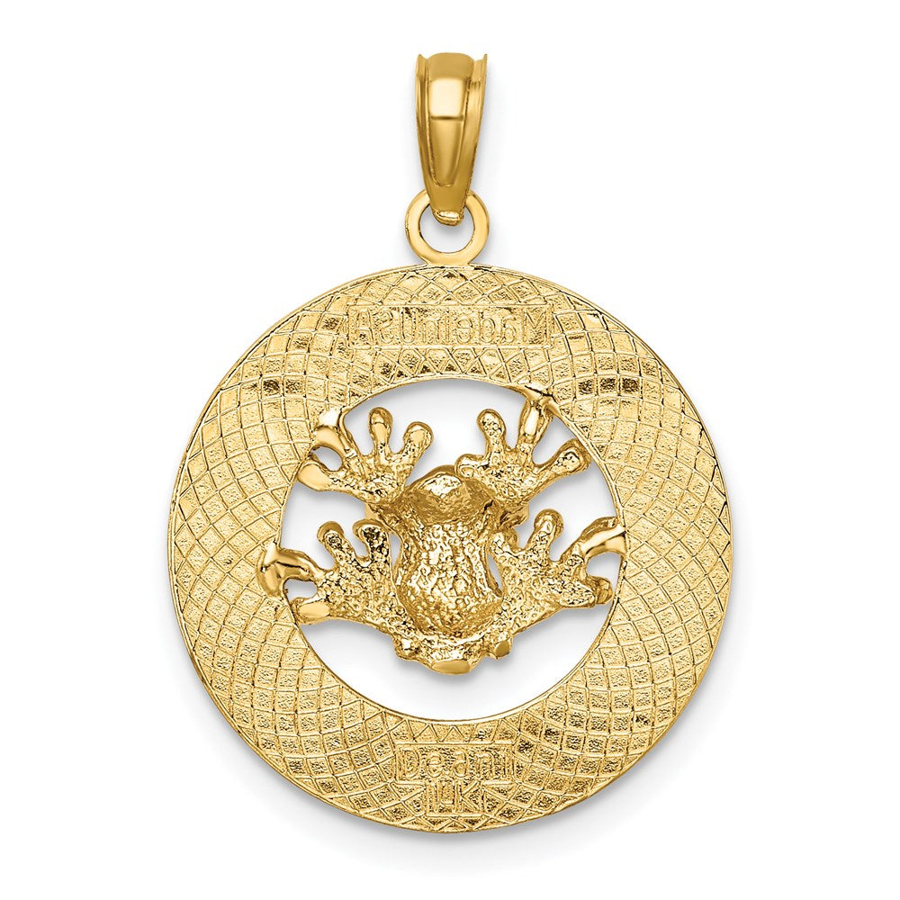 Million Charms 14K Yellow Gold Themed Antigua On Round Frame With Frog Charm