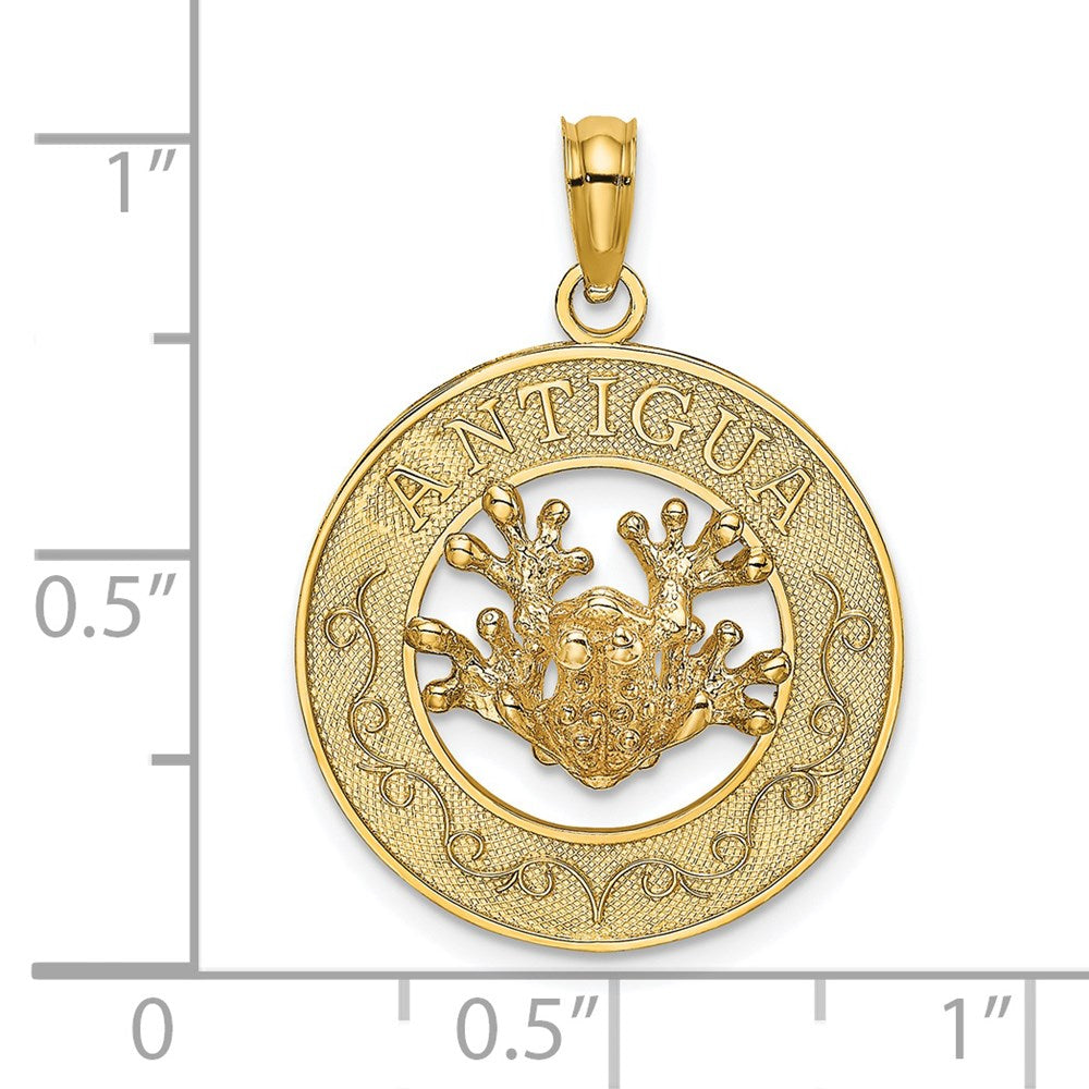 Million Charms 14K Yellow Gold Themed Antigua On Round Frame With Frog Charm