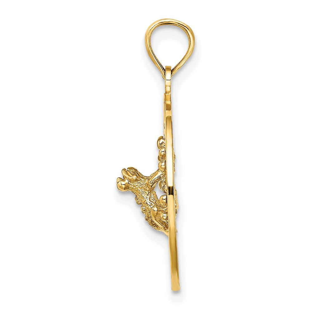 Million Charms 14K Yellow Gold Themed Antigua, W.I. On Round Frame With Frog Charm