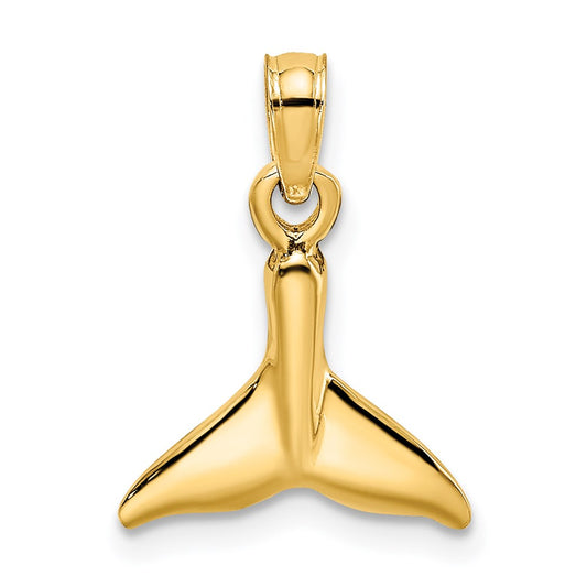 Million Charms 14K Yellow Gold Themed Polished Small Whale Tail Charm