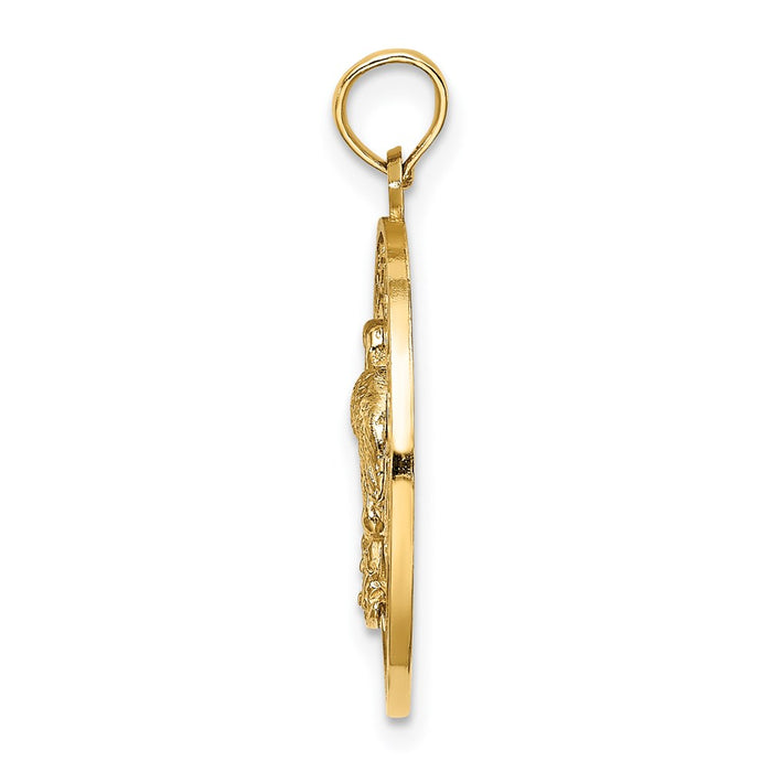 Million Charms 14K Yellow Gold Themed Turks & Caicos On Round Frame With Flamingo Charm