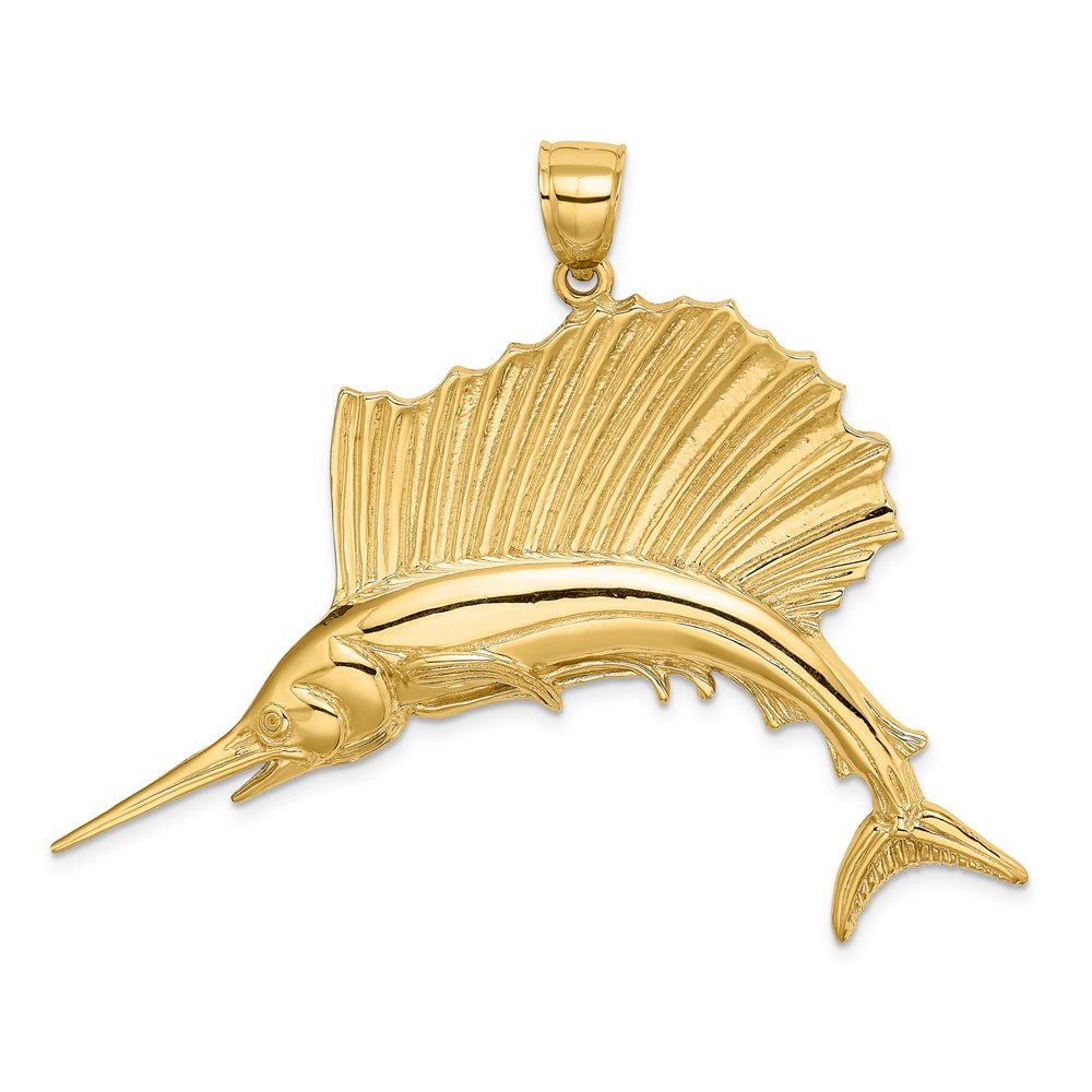 Million Charms 14K Yellow Gold Themed Polished Sailfish Charm