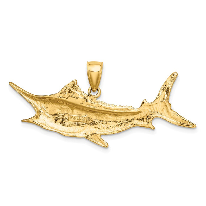 Million Charms 14K Yellow Gold Themed 2-D Textured Marlin Fish Charm