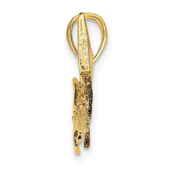 Million Charms 14K Yellow Gold Themed 2-D Textured Marlin Fish Charm