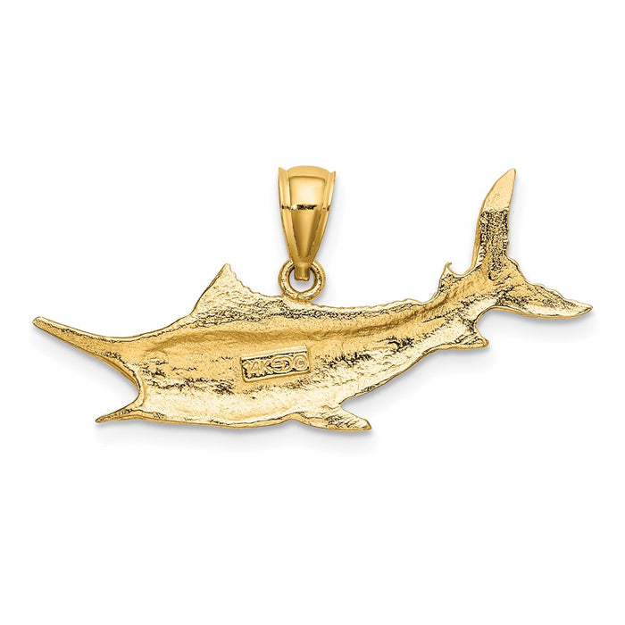 Million Charms 14K Yellow Gold Themed 2-D Textured Marlin Fish Charm