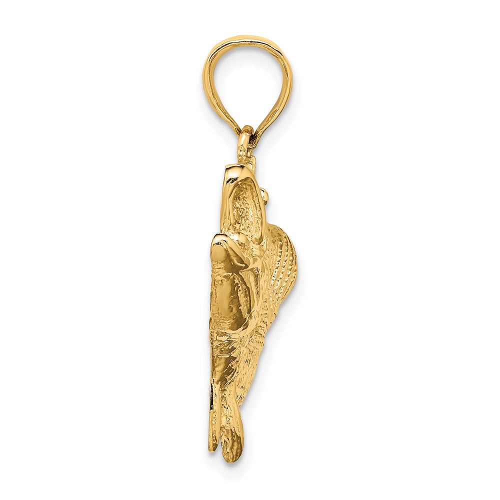 Million Charms 14K Yellow Gold Themed Open Mouth Bass Fish Charm
