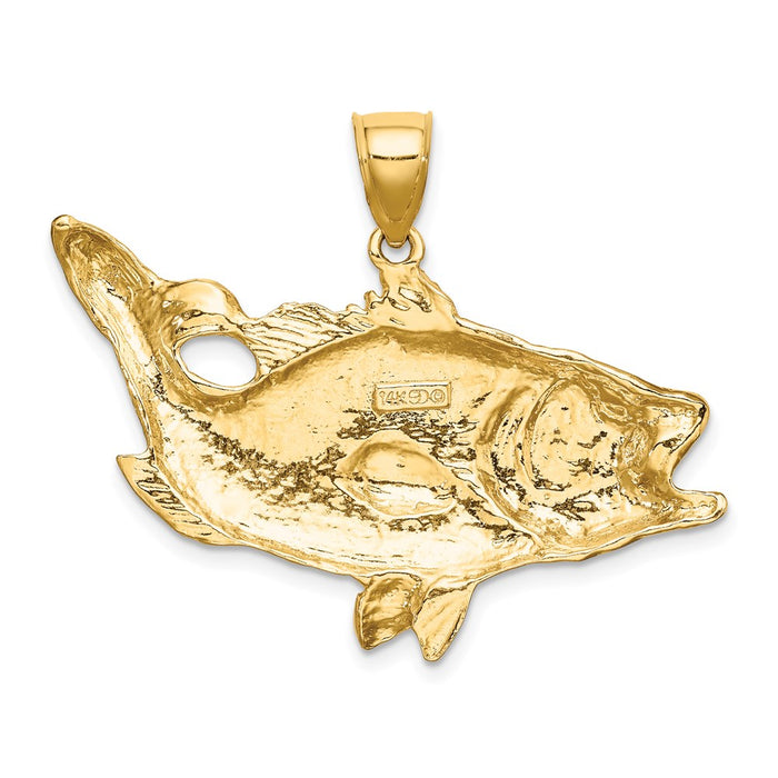 Million Charms 14K Yellow Gold Themed Open Mouth Bass Fish Charm