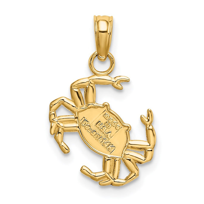 Million Charms 14K Yellow Gold Themed 2-D Polished Crab Charm