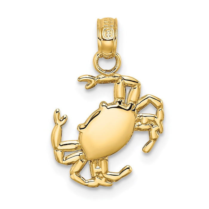 Million Charms 14K Yellow Gold Themed 2-D Polished Crab Charm