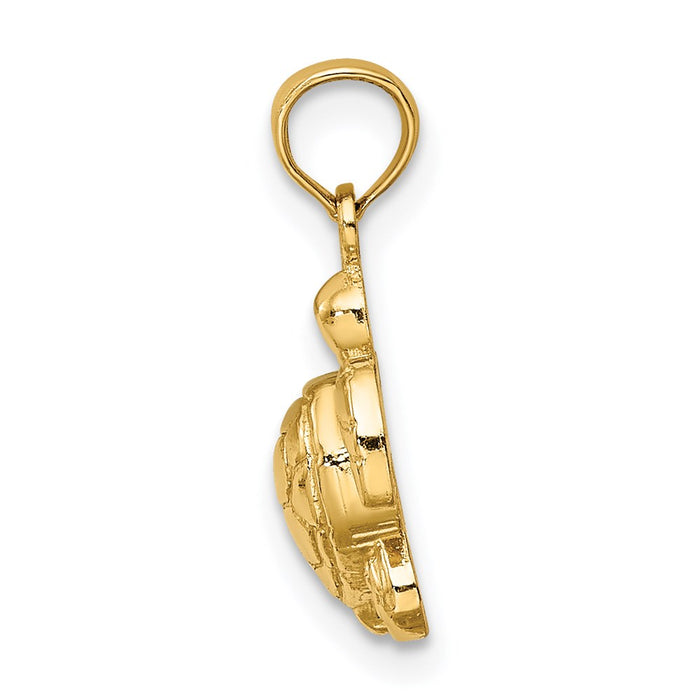 Million Charms 14K Yellow Gold Themed 2-D Textured Mini Sea Turtle Charm