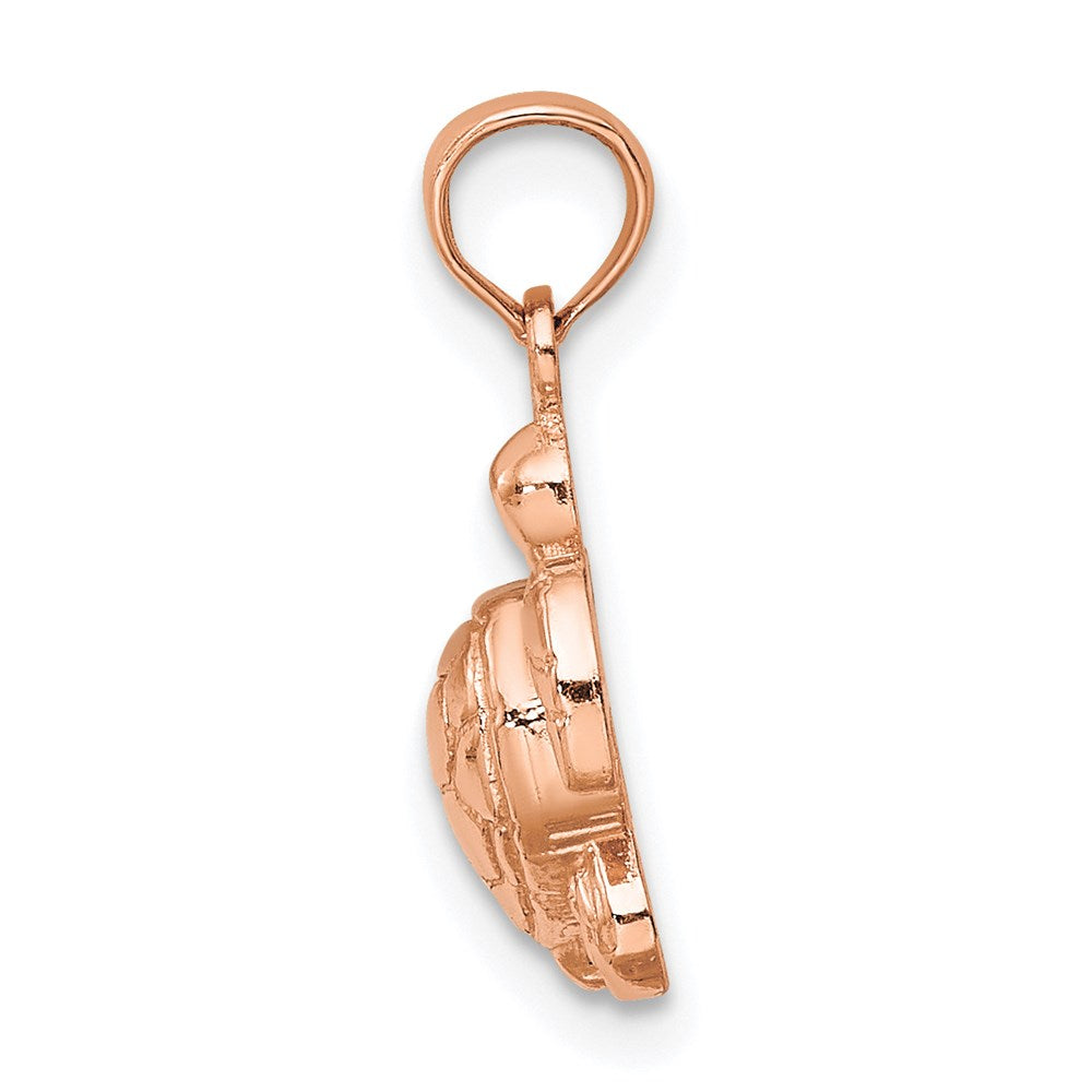 Million Charms 14K Rose Gold Themed 2-D Textured Mini Sea Turtle Charm