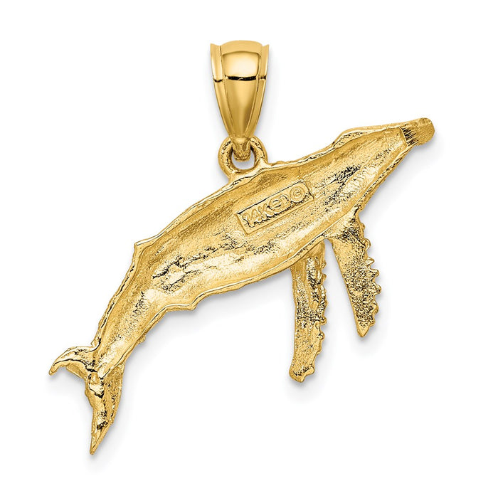 Million Charms 14K Yellow Gold Themed 2-D Textured Whale Charm