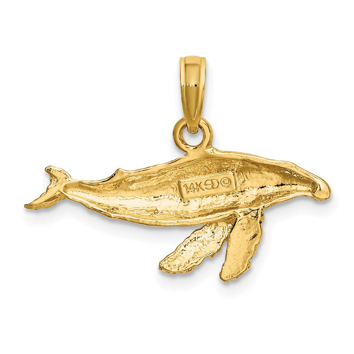 Million Charms 14K Yellow Gold Themed 2-D Whale Charm