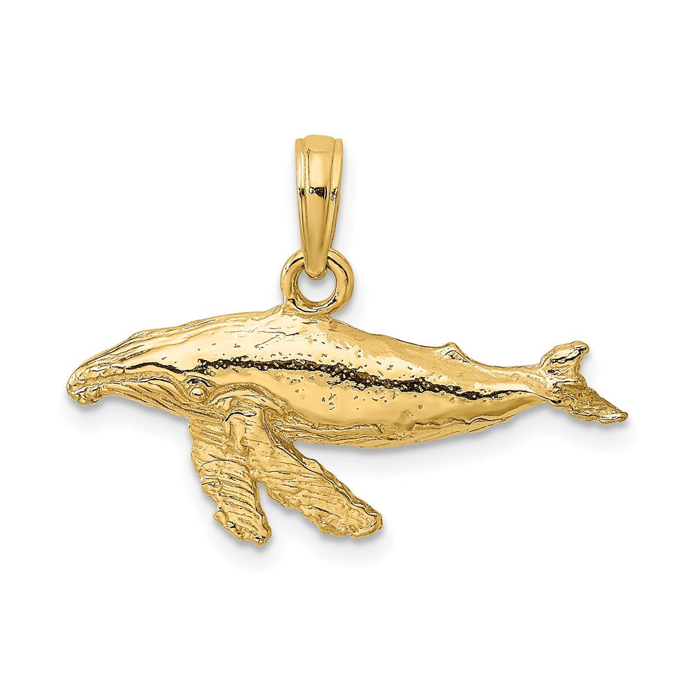 Million Charms 14K Yellow Gold Themed 2-D Whale Charm