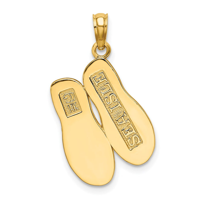 Million Charms 14K Yellow Gold Themed Large Sea Isle Hp Double Flip-Flop Charm