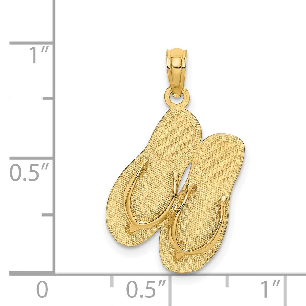 Million Charms 14K Yellow Gold Themed Large Sea Isle Hp Double Flip-Flop Charm